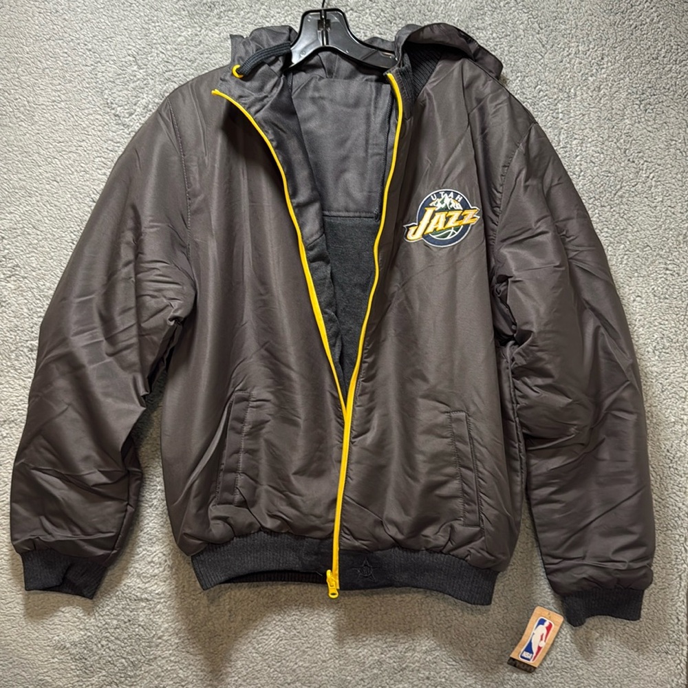 NBA Utah Jazz Reversible hoodie polyester zipper up jacket men's Medium